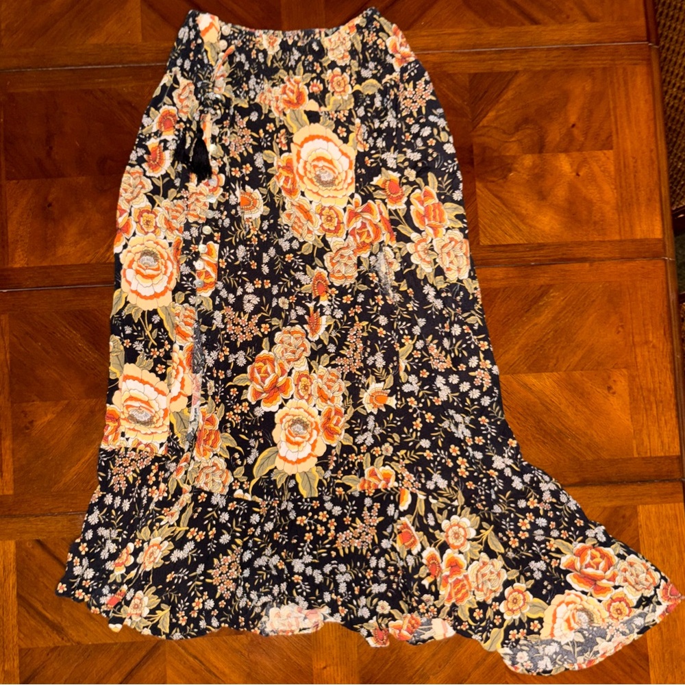 Rachel Zoe Navy Floral Maxi Skirt